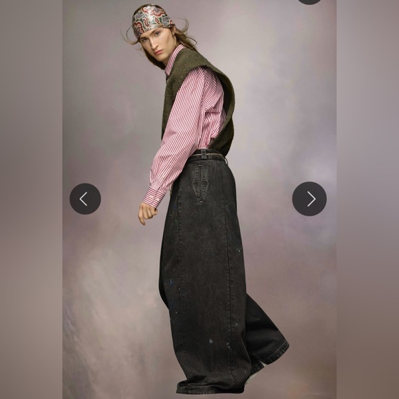 MM6 Maison Margiela Paint Splatter Wide Leg Denim Pants Black Size Small - Picture 3 of 13
